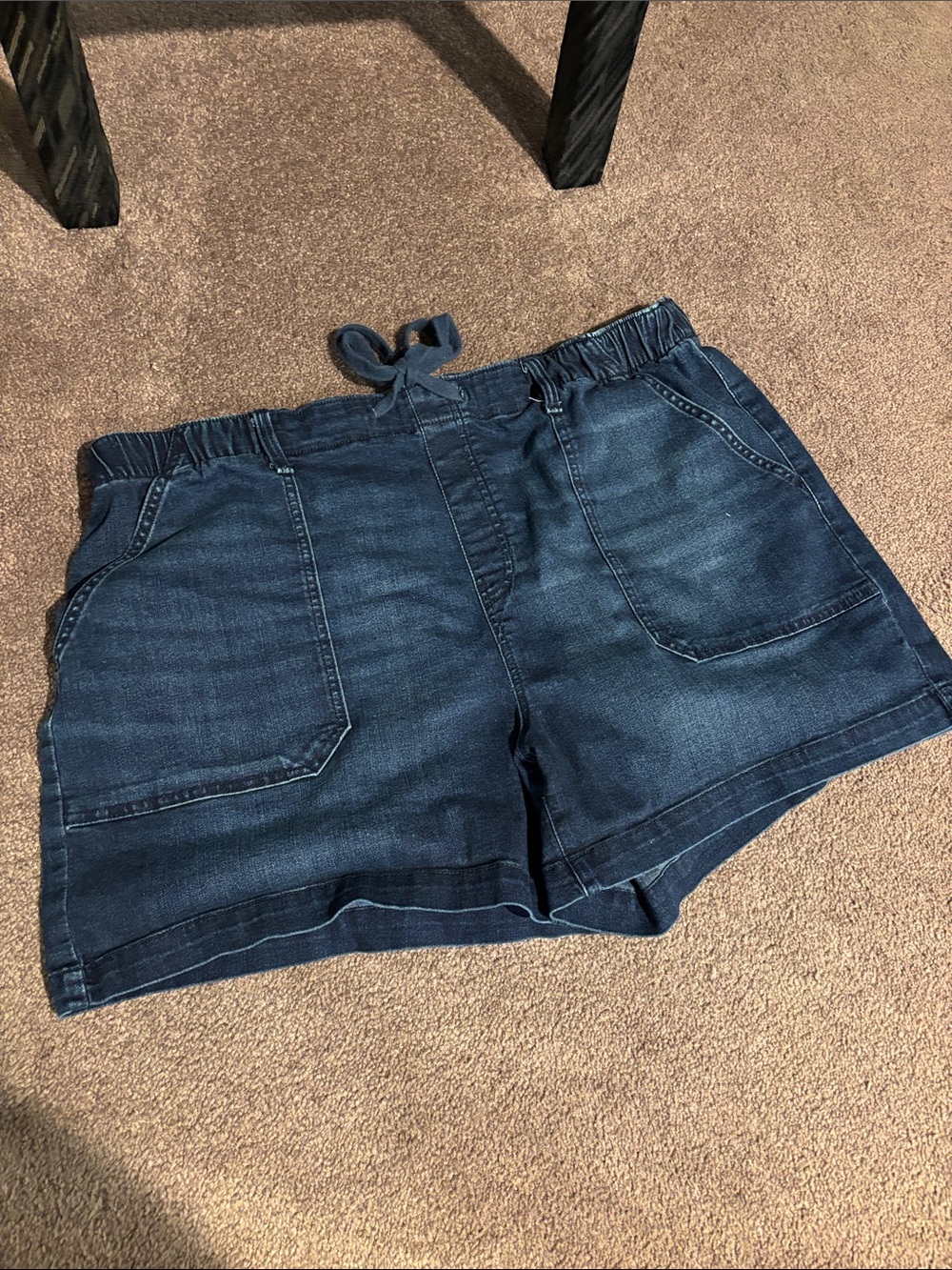 EUC Terra & Sky Dark Blue Denim Drawstring Shorts size 1X